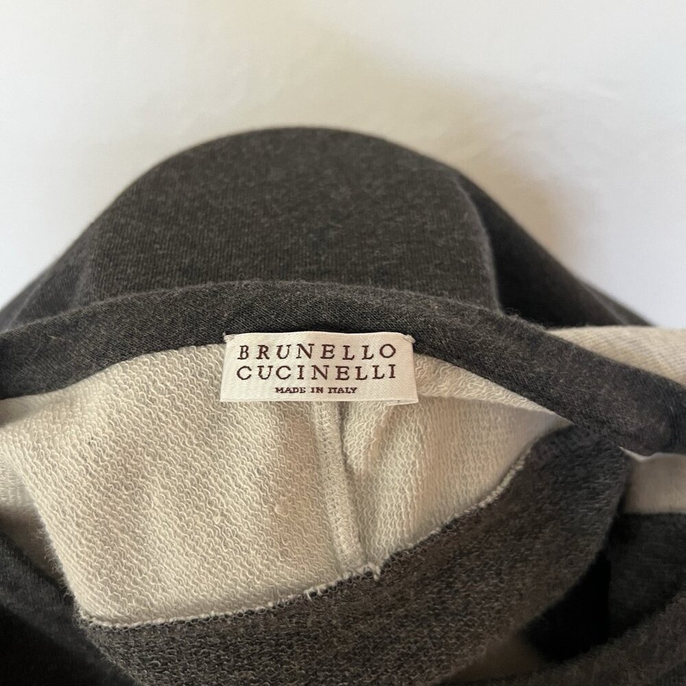 Brunello Cucinelli Sweatshirt M Womens Gray Colorblock Cotton Italy Quiet Luxury - Picture 6 of 8